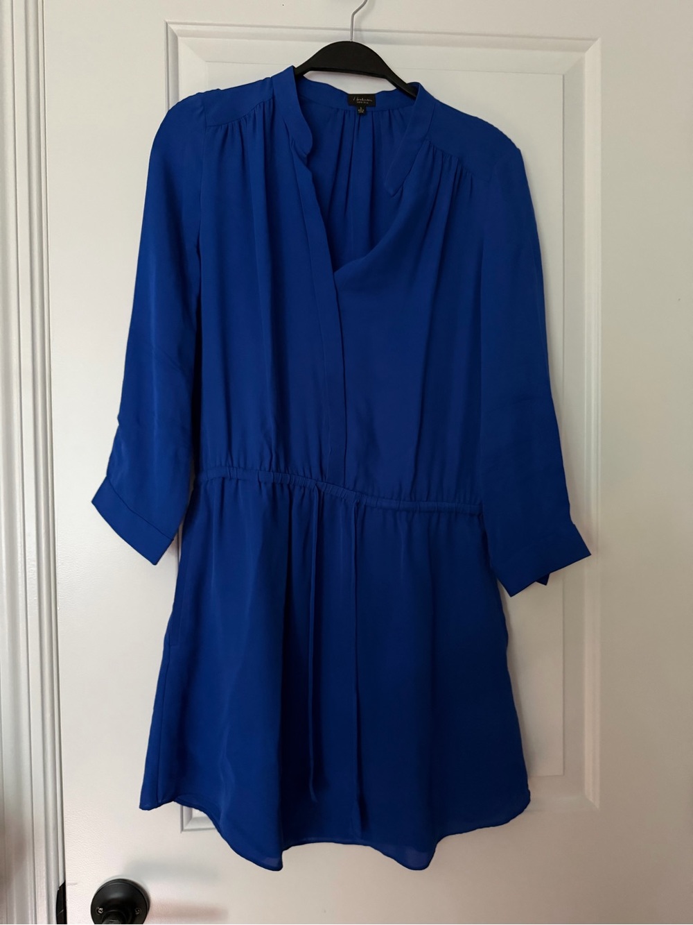 Babaton Cobalt Blue V-Neck Tie-Waist Tunic Dress